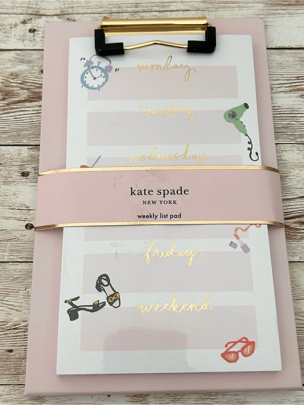 NWT Kate Spade Fashionably Late Desktop Weekly List Pad in Pink To Do List Work
